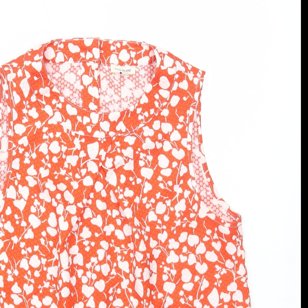 River Island Womens Red Floral Polyester Basic Tank Size 10 Round Neck