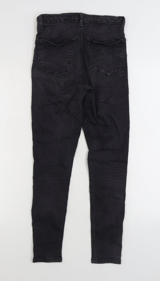 Topshop Mens Black Cotton Skinny Jeans Size 28 in L30 in Regular Zip