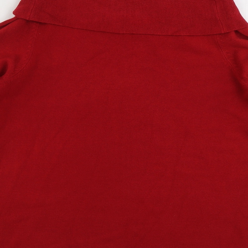 Marks and Spencer Womens Red Roll Neck Acrylic Pullover Jumper Size 10