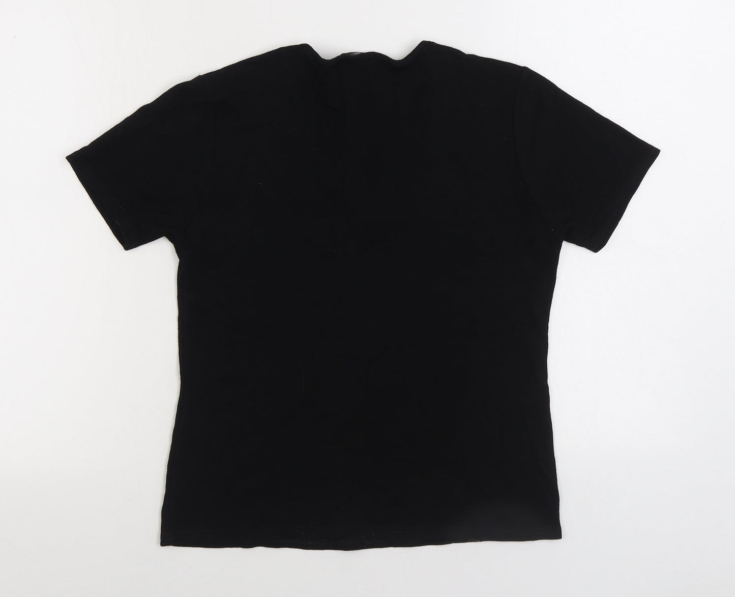 Soul Collection Womens Black Viscose Basic T-Shirt Size S V-Neck - Lace detail neckline