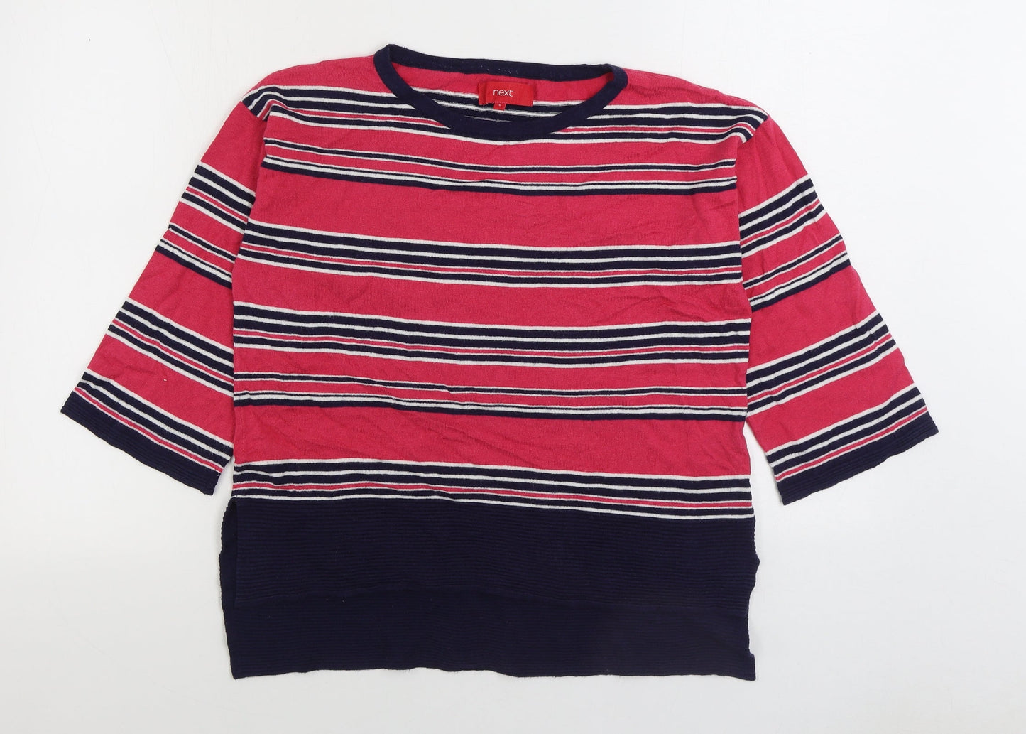 NEXT Womens Multicoloured Round Neck Striped Cotton Pullover Jumper Size 6