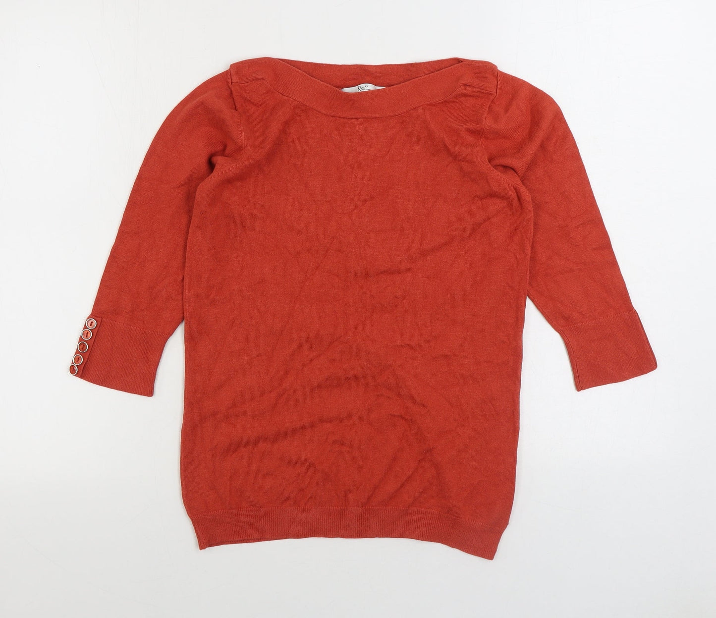 Klass Collection Womens Orange Boat Neck Acrylic Pullover Jumper Size S