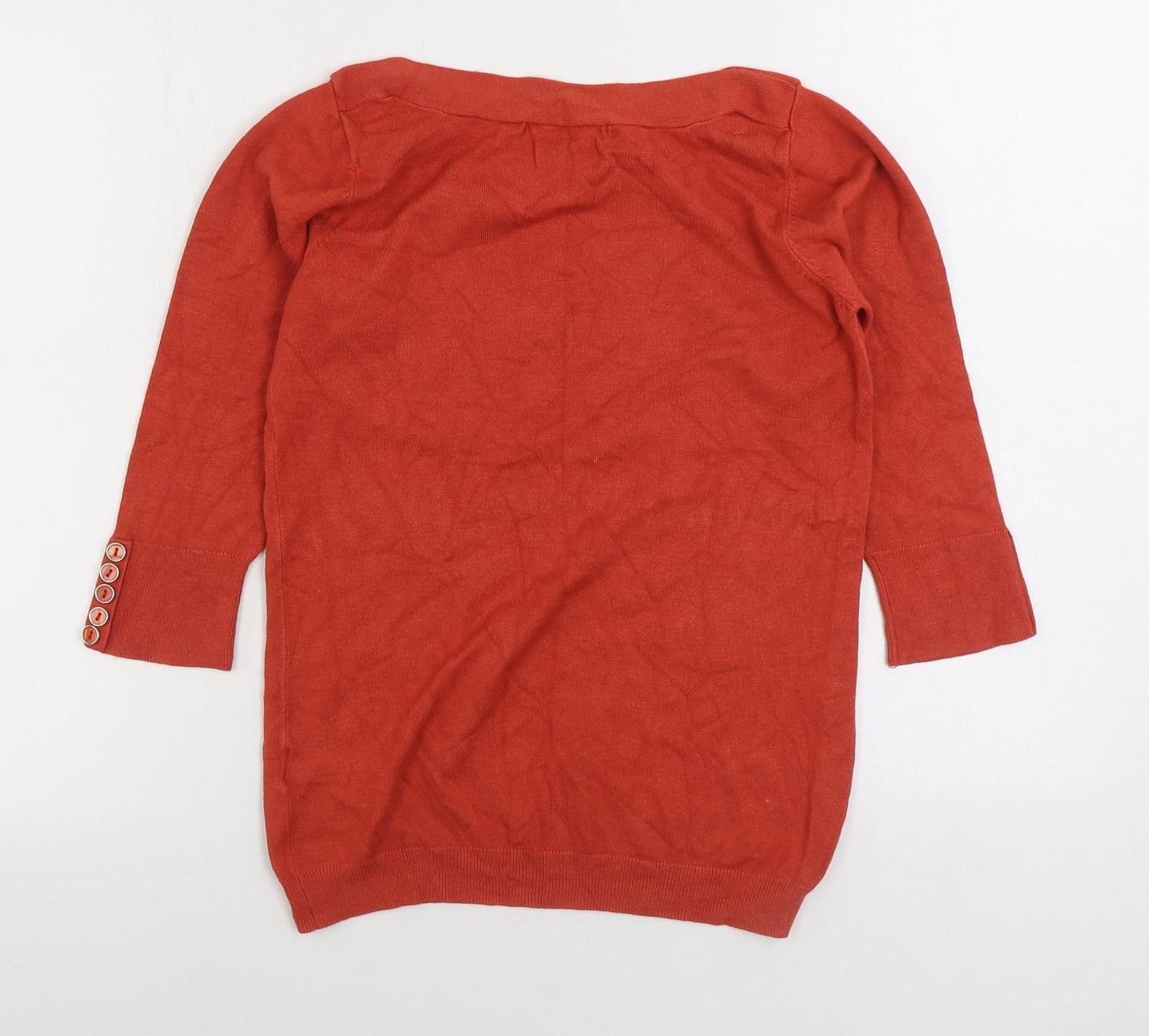 Klass Collection Womens Orange Boat Neck Acrylic Pullover Jumper Size S