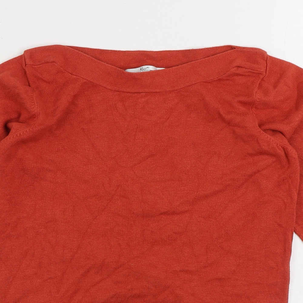 Klass Collection Womens Orange Boat Neck Acrylic Pullover Jumper Size S