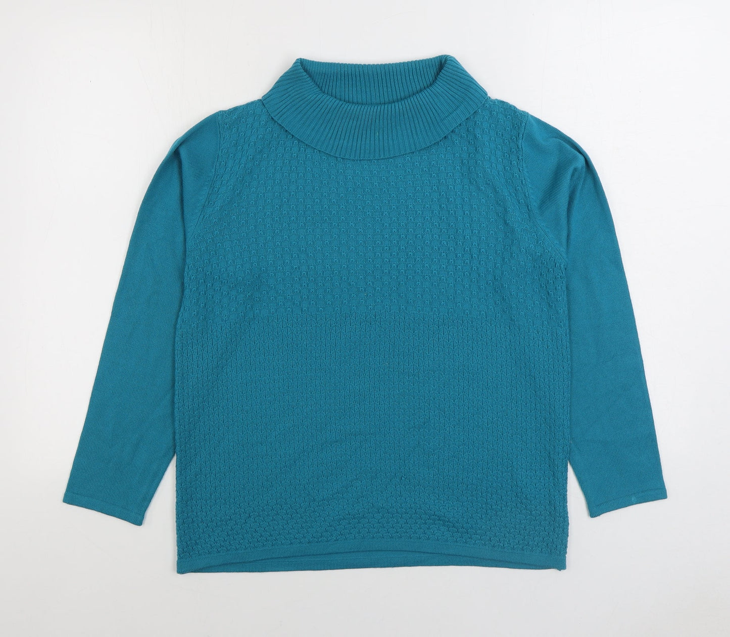 Casamia Womens Blue Roll Neck Acrylic Pullover Jumper Size M