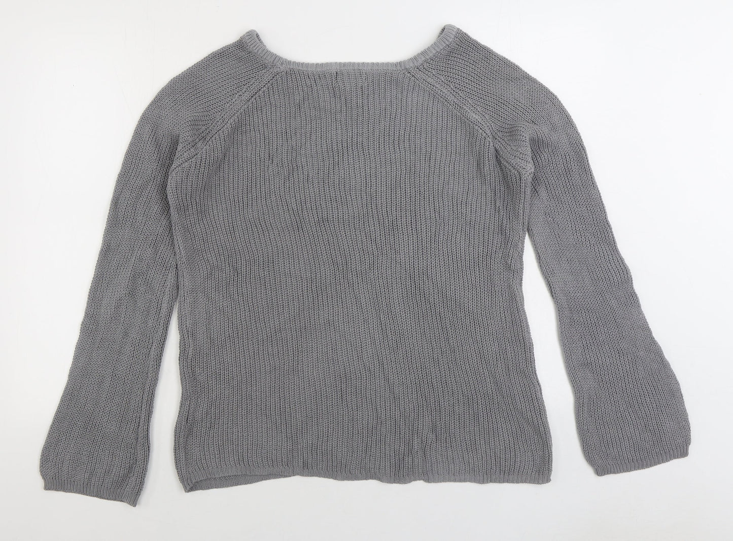 Cashel Womens Grey Boat Neck 100% Cotton Pullover Jumper Size XL
