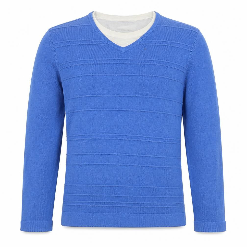 BHS Mens Blue V-Neck Acrylic Pullover Jumper Size S