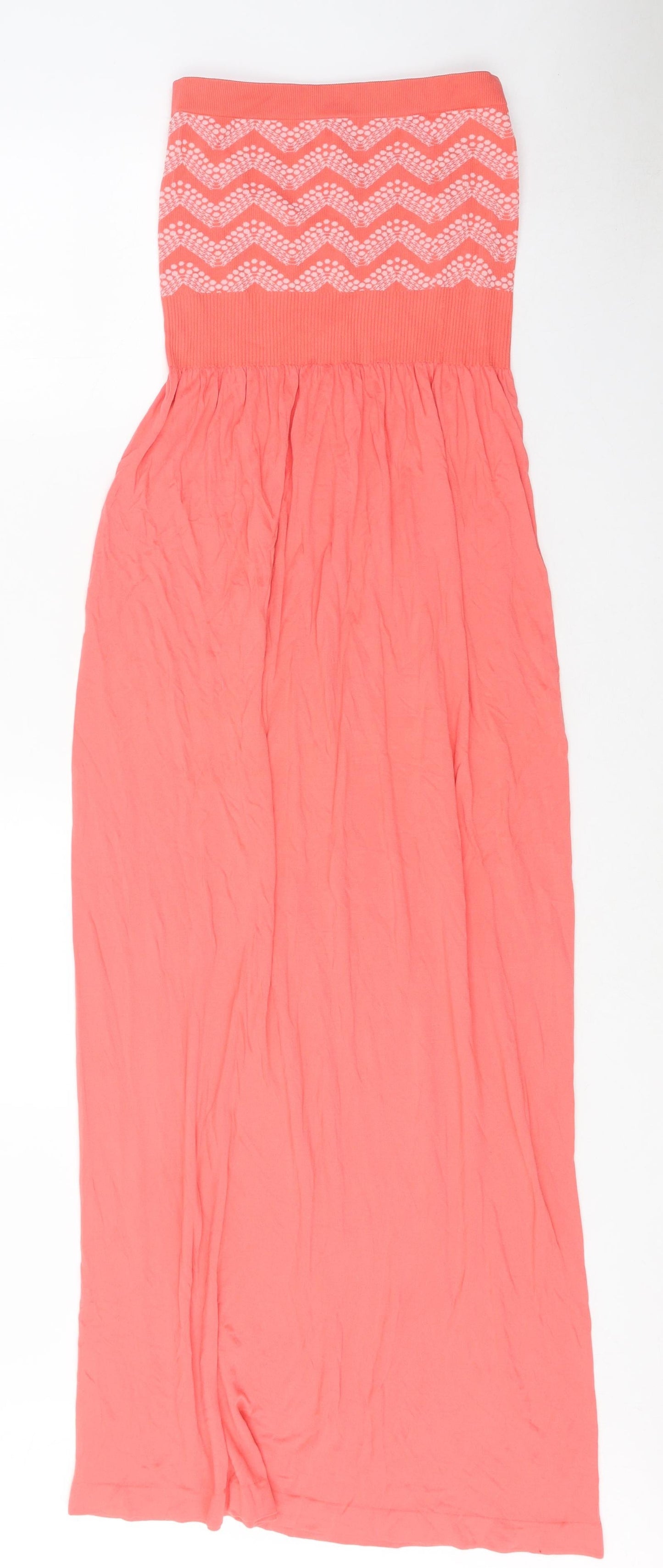 Ocean Club Womens Orange Geometric Polyester Maxi Size M Off the Shoulder Pullover