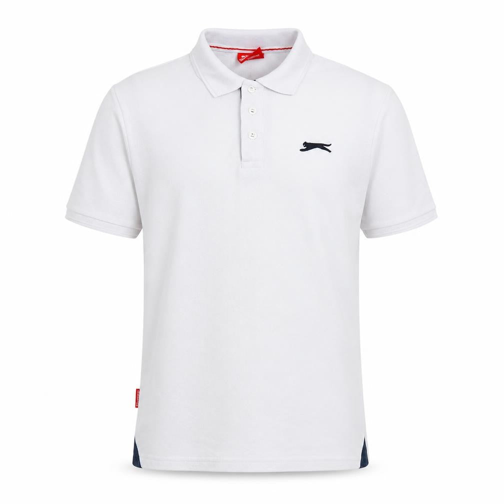 Slazenger Mens White Polyester Polo Size XS Collared Button
