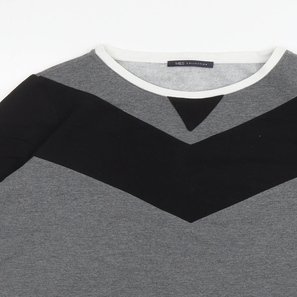 Marks and Spencer Womens Grey Colourblock Polyester Pullover Sweatshirt Size 16 Pullover