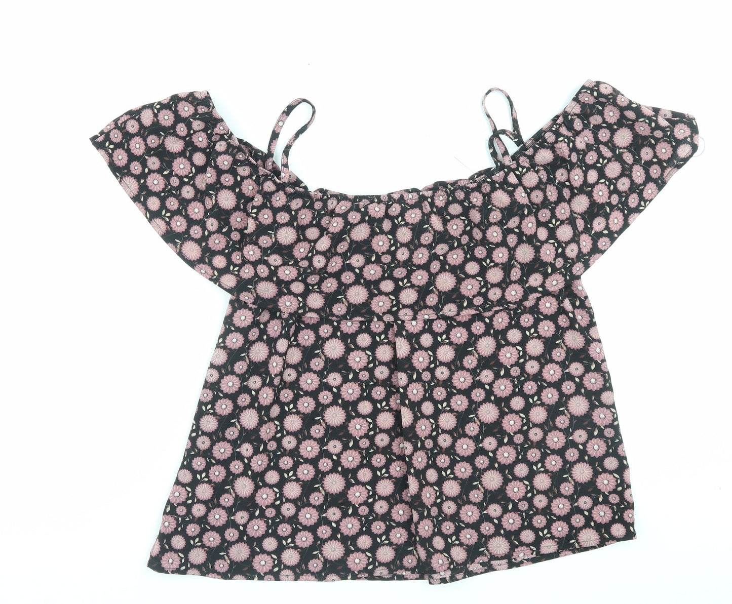 Apricot Womens Purple Floral Polyester Basic Blouse Size 14 Square Neck