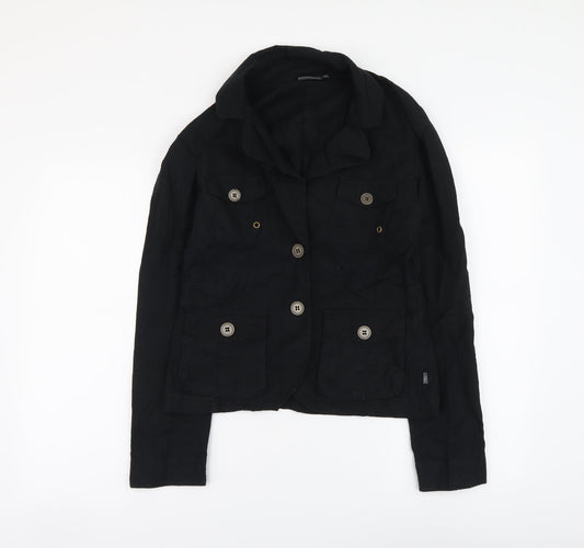 City Life Womens Black Jacket Size L Button