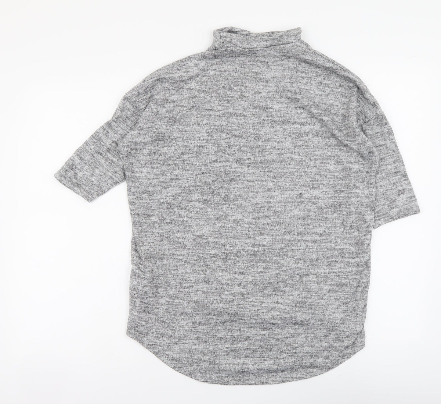 New Look Womens Grey Polyester Basic T-Shirt Size S V-Neck