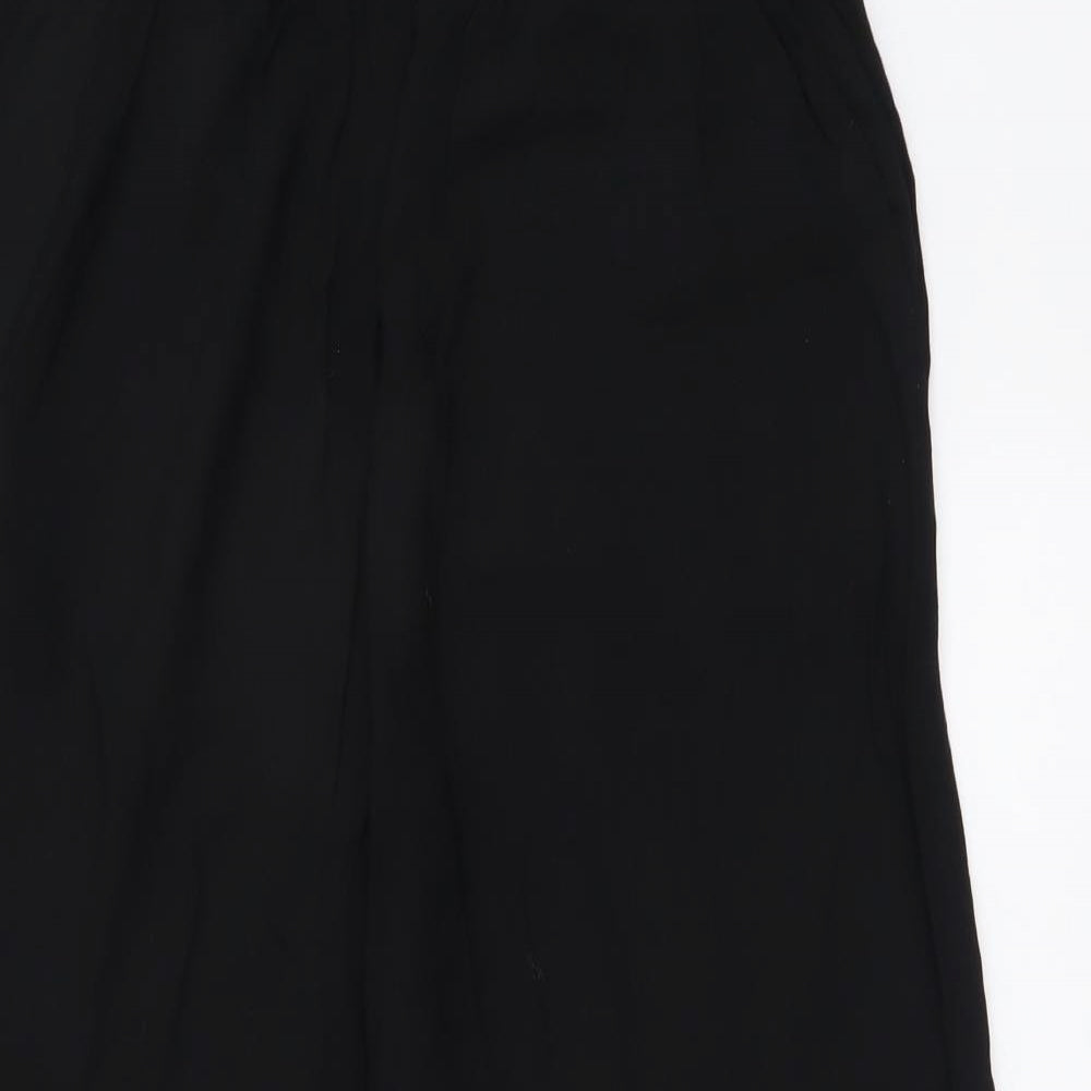 H&,M Womens Black Viscose Cropped Trousers Size XS L21 in Regular Drawstring