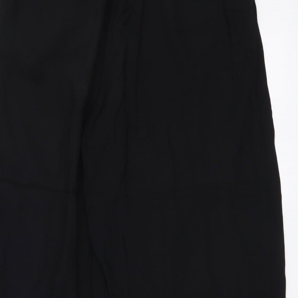 H&,M Womens Black Viscose Cropped Trousers Size XS L21 in Regular Drawstring