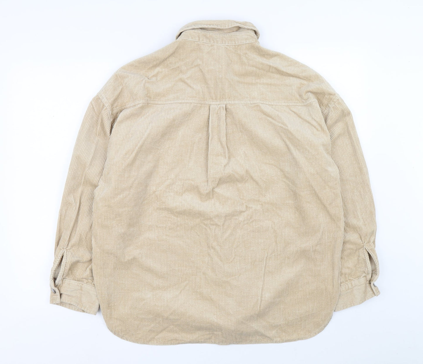 George Mens Beige Cotton Button-Up Size 14 Collared Button