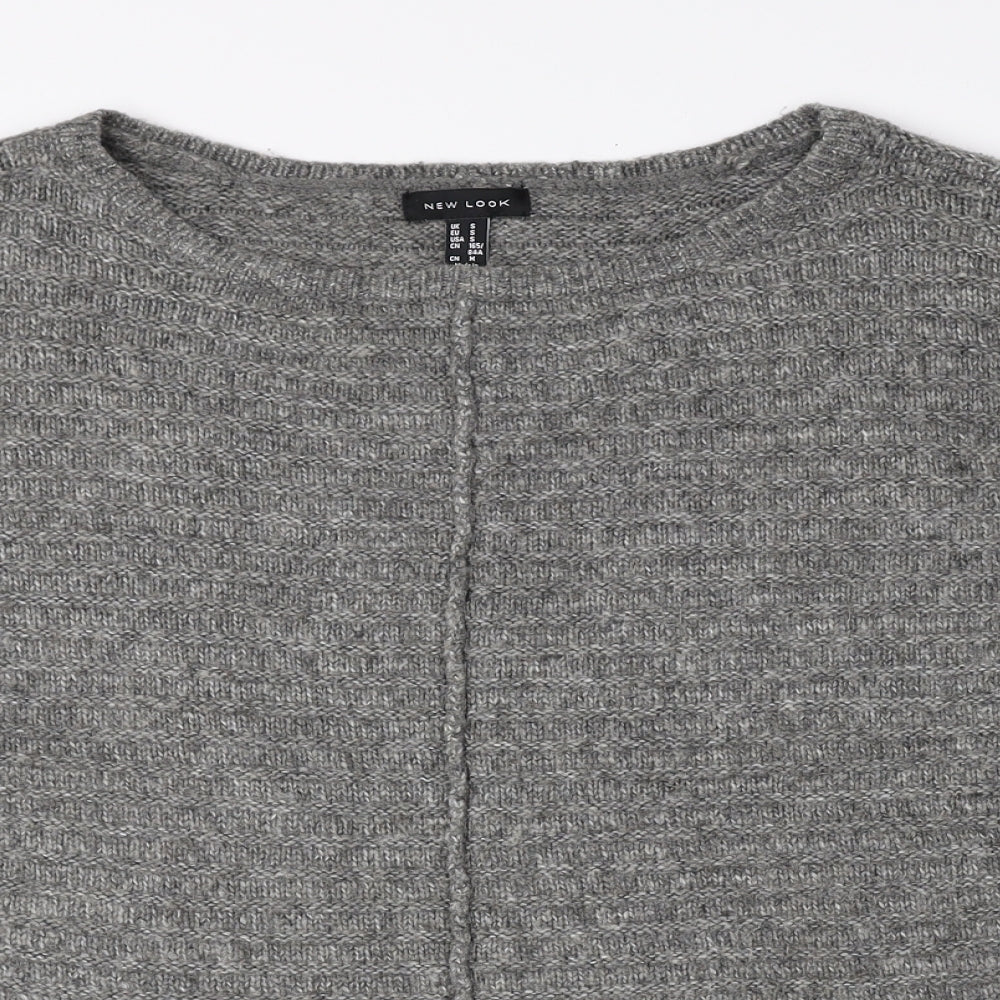 New Look Womens Grey Boat Neck Acrylic Pullover Jumper Size S