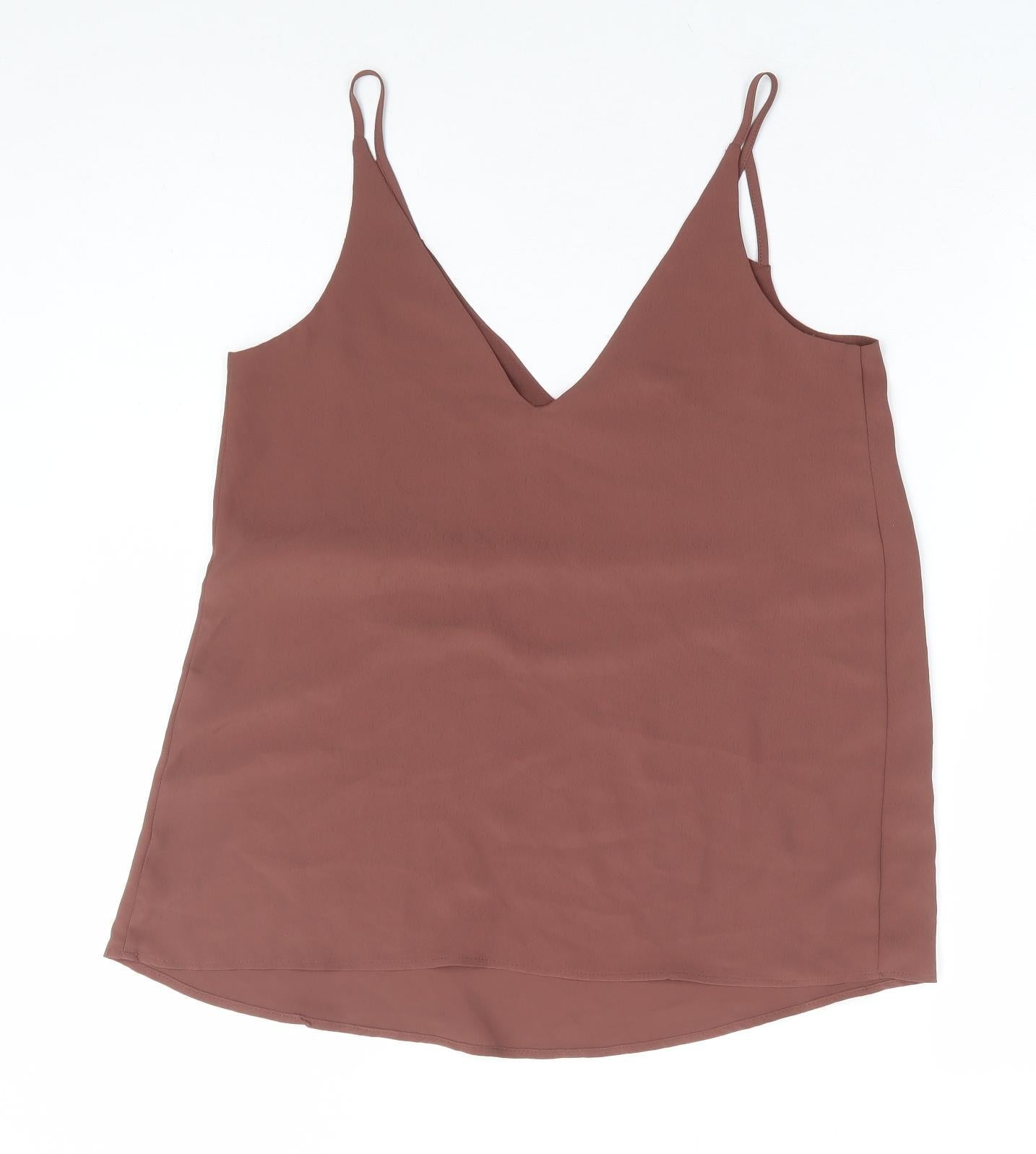River Island Womens Brown Polyester Camisole Blouse Size 6 V-Neck