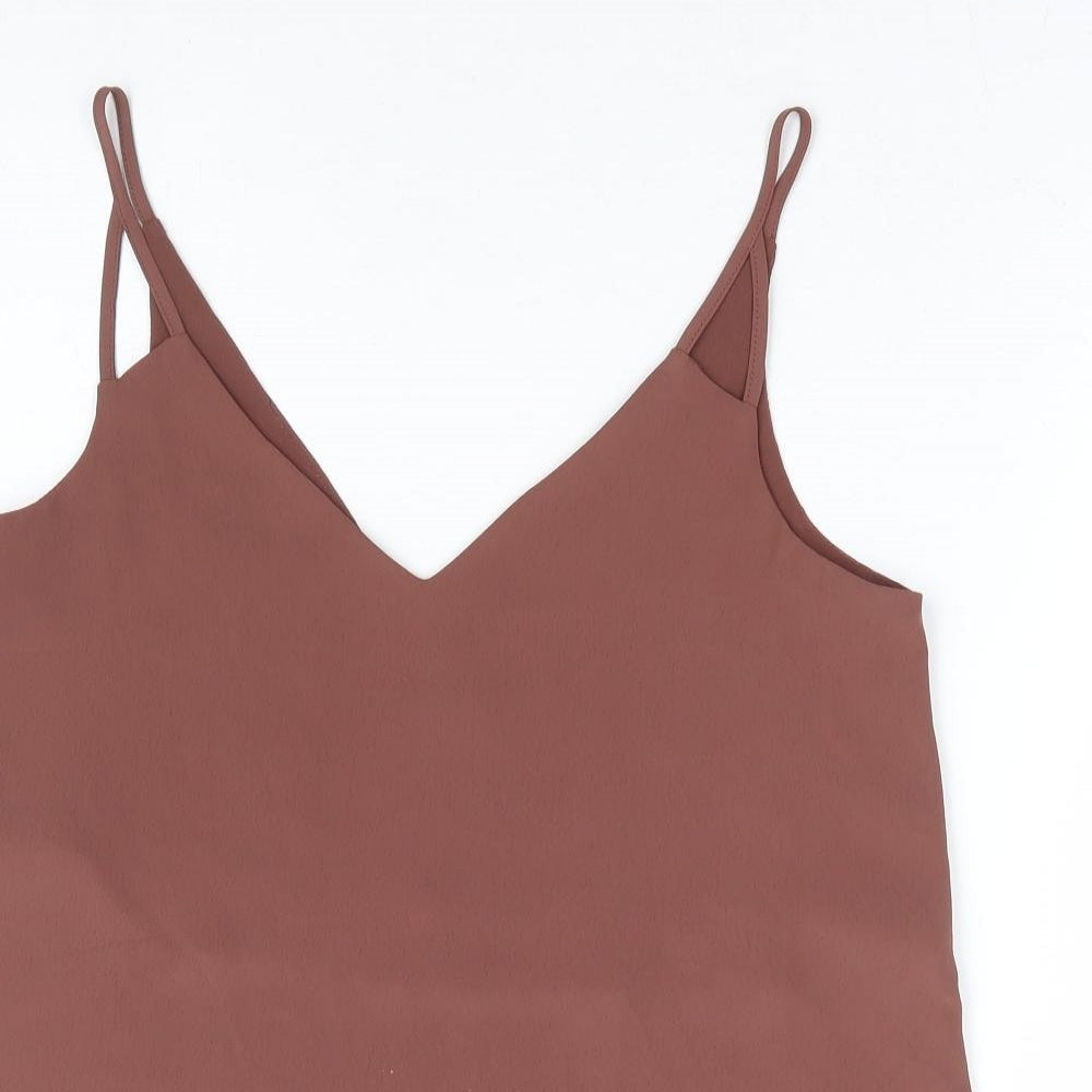River Island Womens Brown Polyester Camisole Blouse Size 6 V-Neck