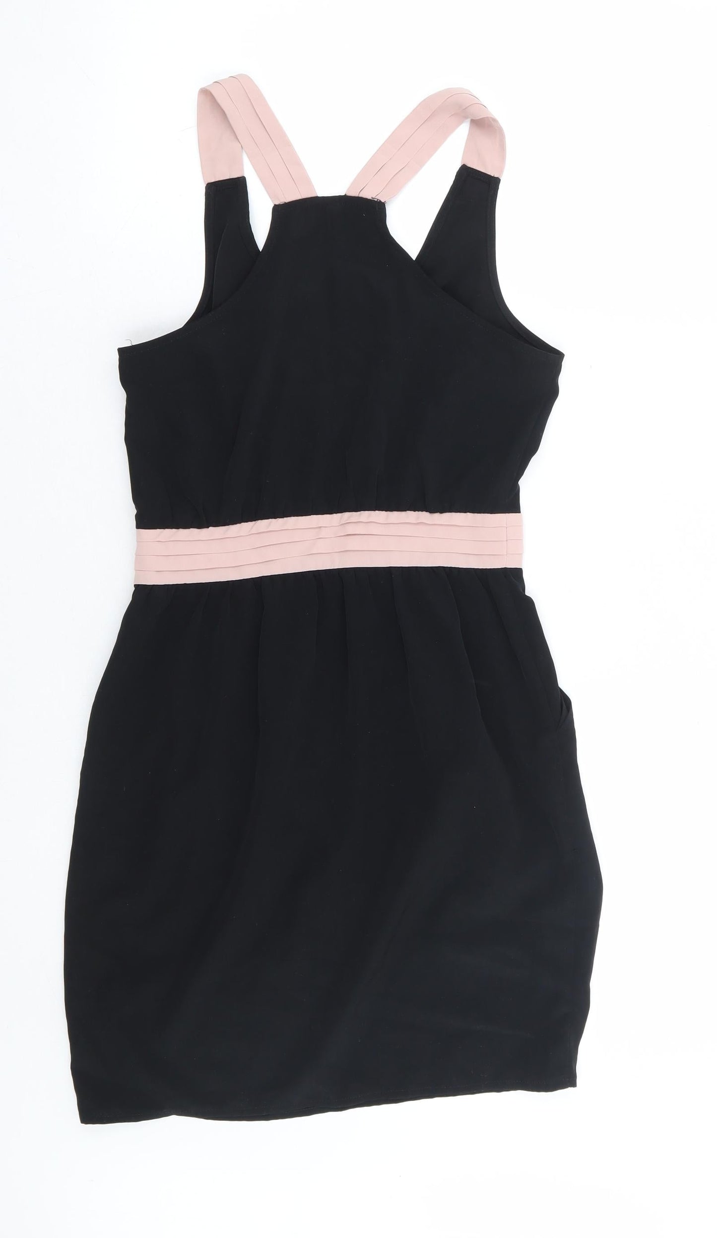 Mango Womens Black Polyester A-Line Size XS Scoop Neck Zip - Racer Back