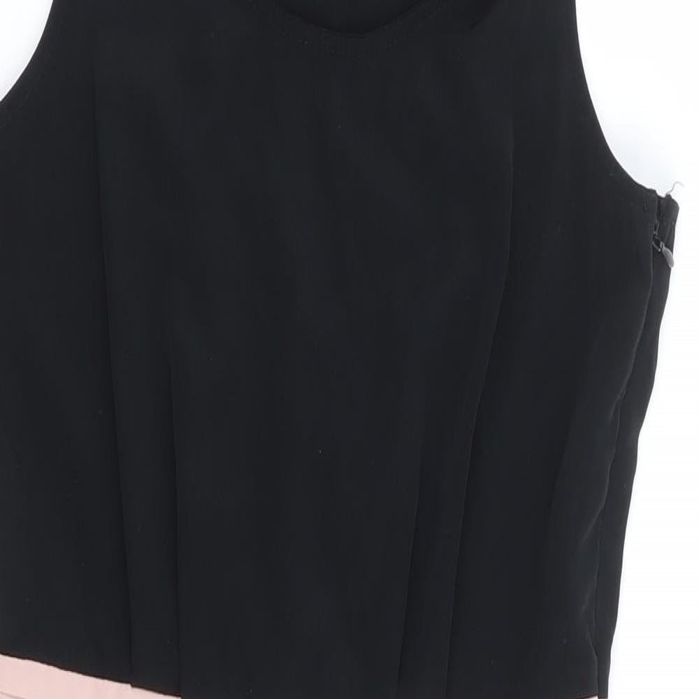 Mango Womens Black Polyester A-Line Size XS Scoop Neck Zip - Racer Back
