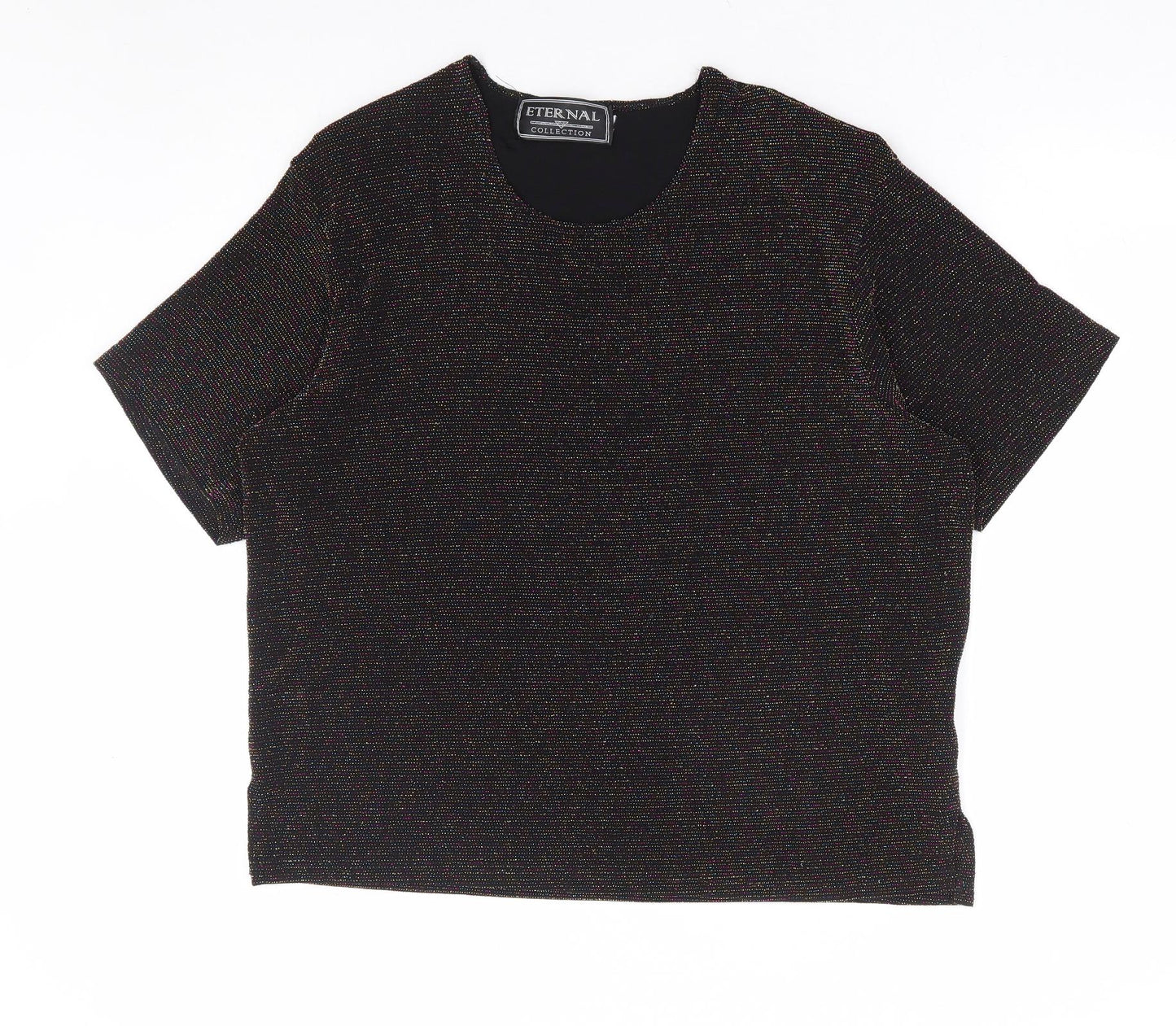 Ethernal Collection Womens Black Nylon Basic T-Shirt Size 18 Round Neck