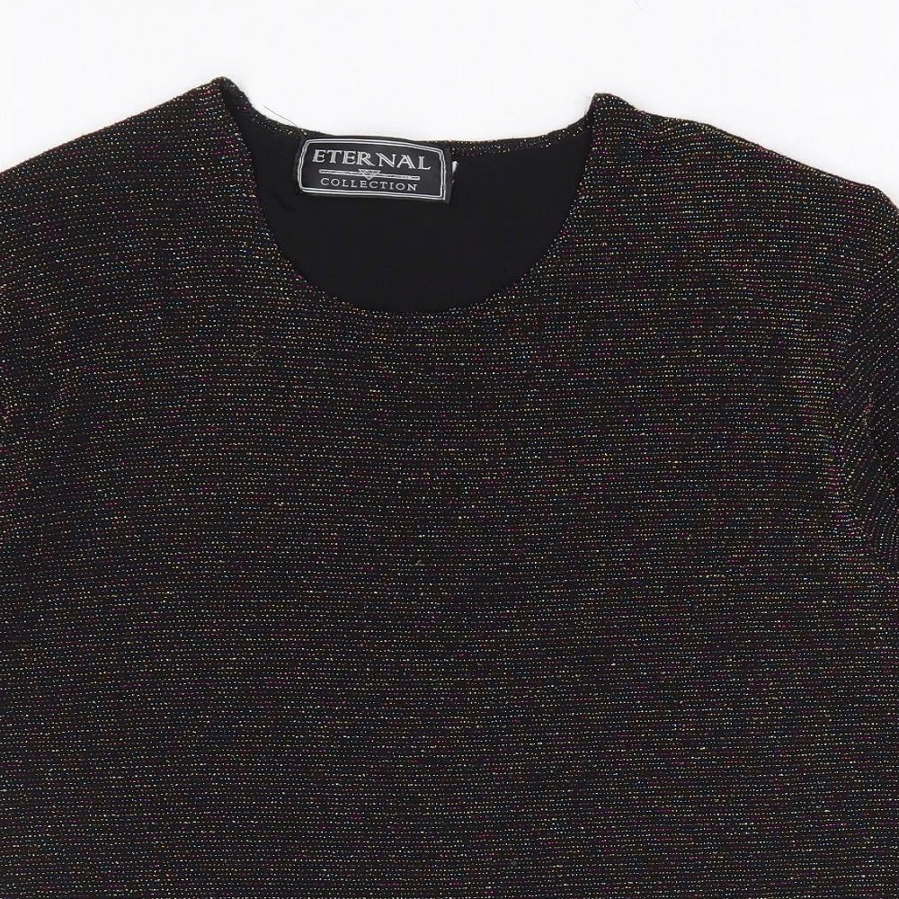 Ethernal Collection Womens Black Nylon Basic T-Shirt Size 18 Round Neck