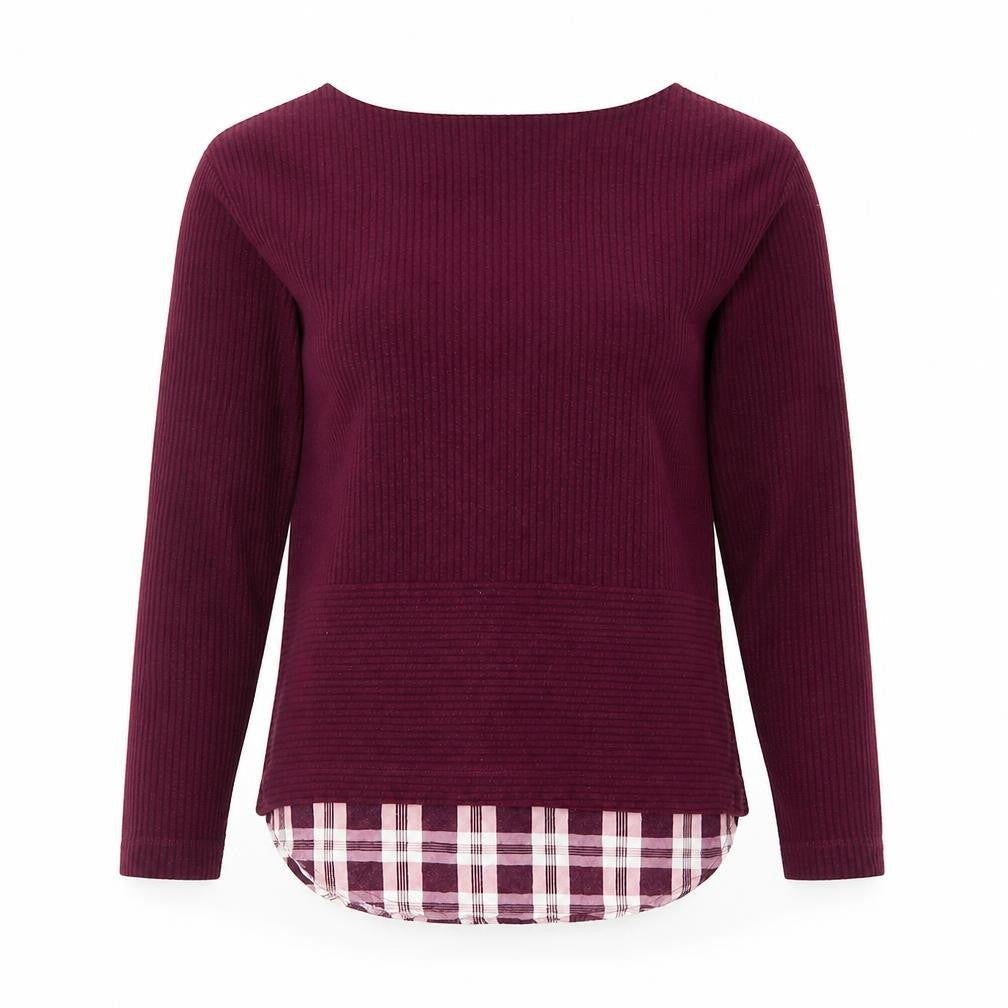 Marks and Spencer Womens Purple Plaid Polyester Basic Blouse Size 8 Boat Neck