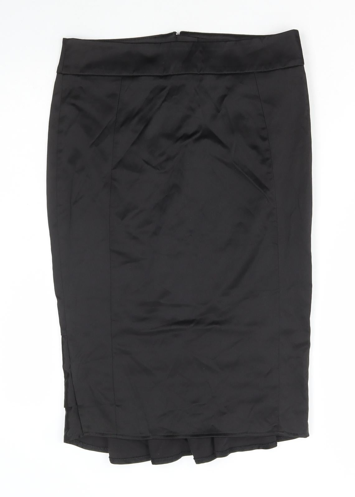 Topshop Womens Black Polyester Straight & Pencil Skirt Size 10 Zip