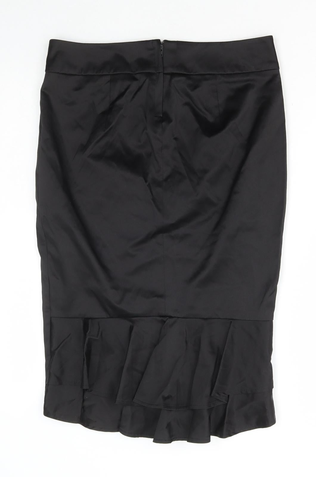 Topshop Womens Black Polyester Straight & Pencil Skirt Size 10 Zip