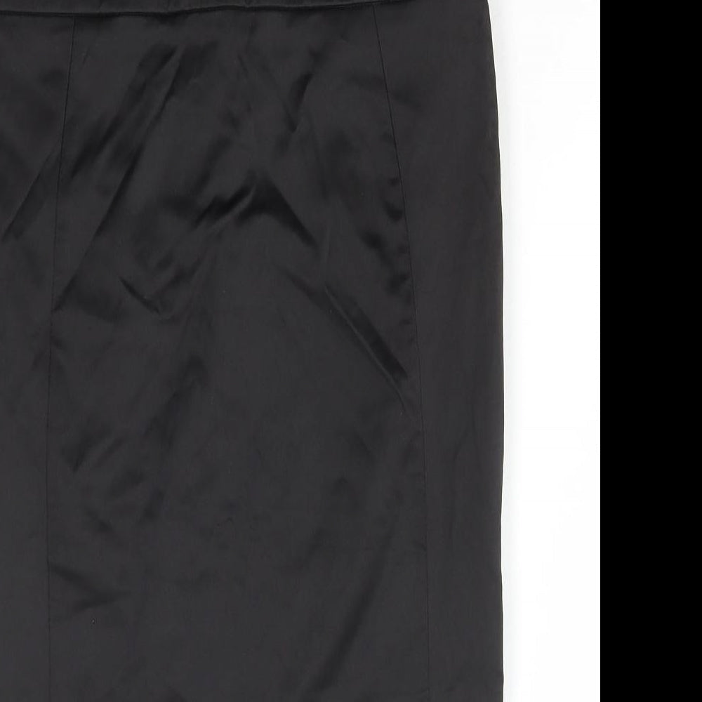 Topshop Womens Black Polyester Straight & Pencil Skirt Size 10 Zip
