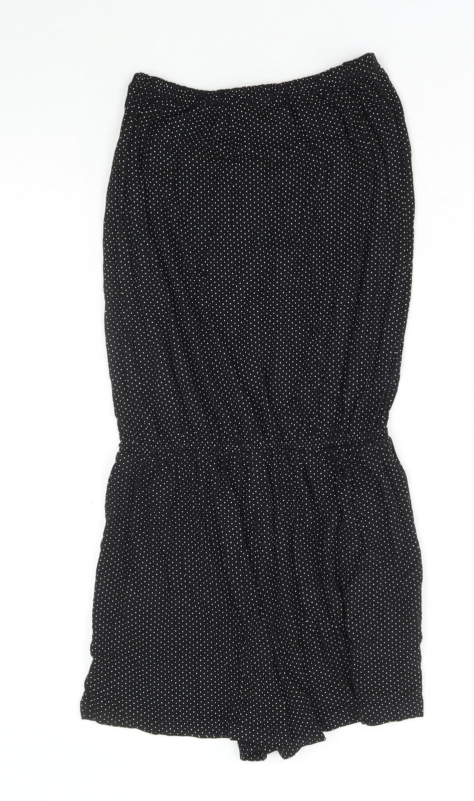 Preworn Womens Black Polka Dot Cotton Playsuit One-Piece Size S Pullover