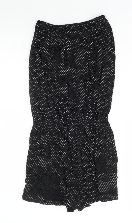 Preworn Womens Black Polka Dot Cotton Playsuit One-Piece Size S Pullover