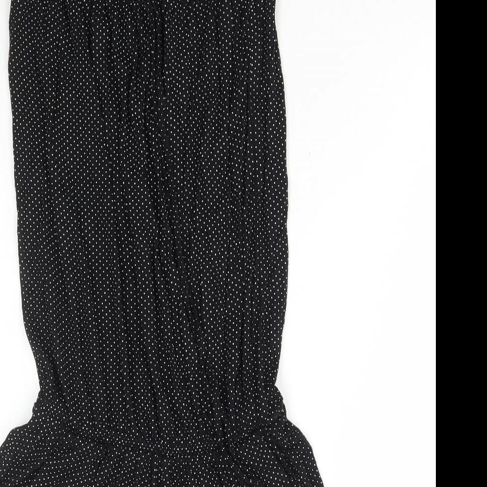 Preworn Womens Black Polka Dot Cotton Playsuit One-Piece Size S Pullover