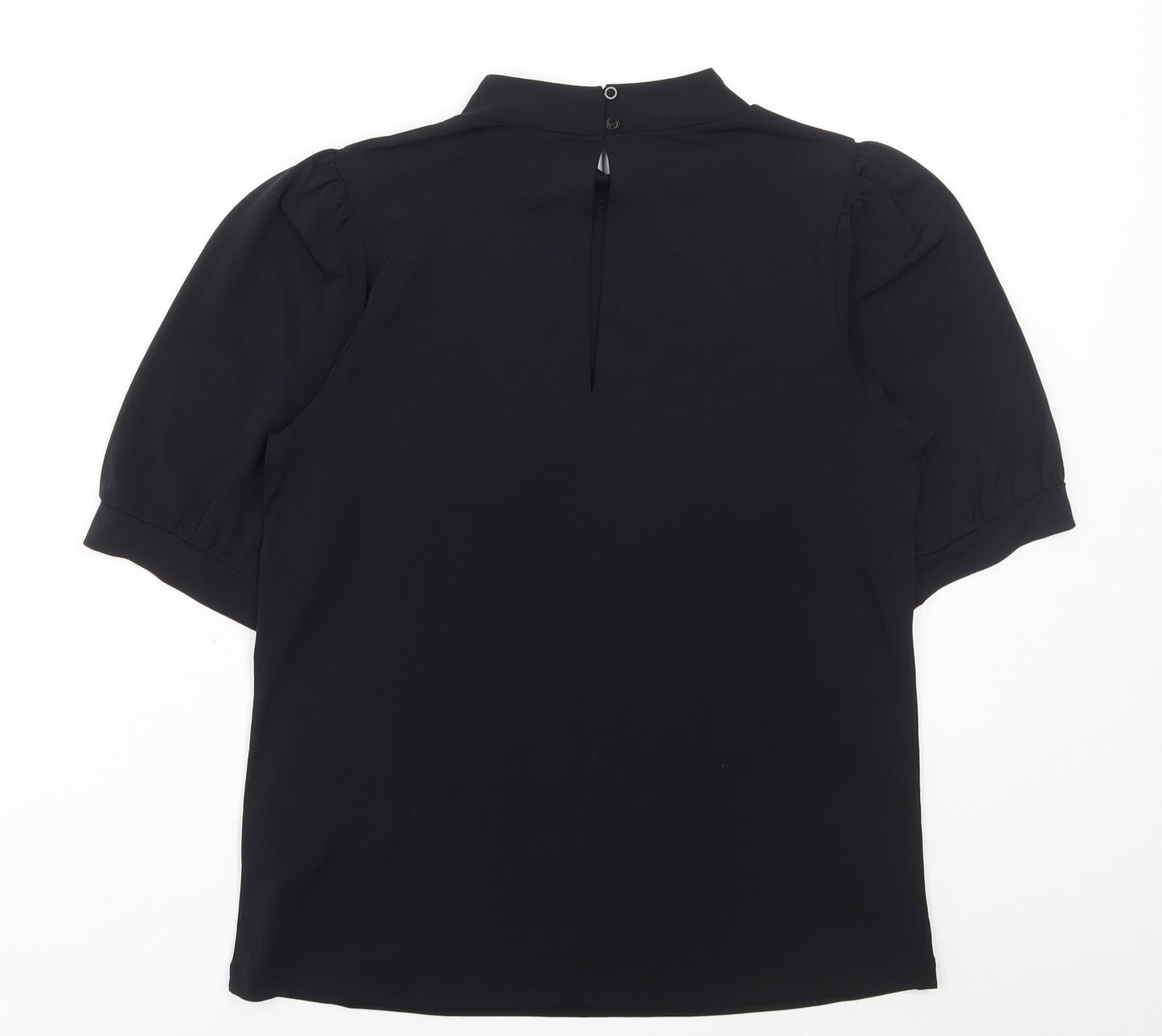 ICHI Womens Black Polyester Basic T-Shirt Size XS Mock Neck