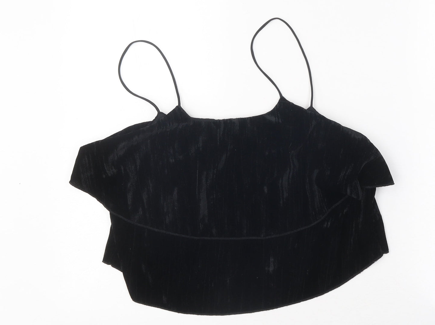 Zara Womens Black Polyester Cropped Tank Size M Off the Shoulder