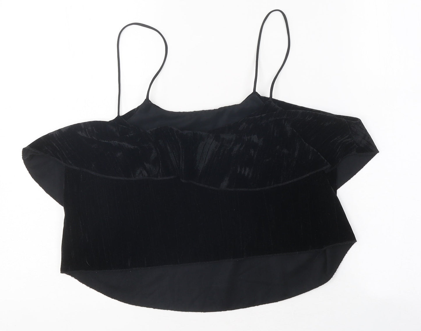 Zara Womens Black Polyester Cropped Tank Size M Off the Shoulder