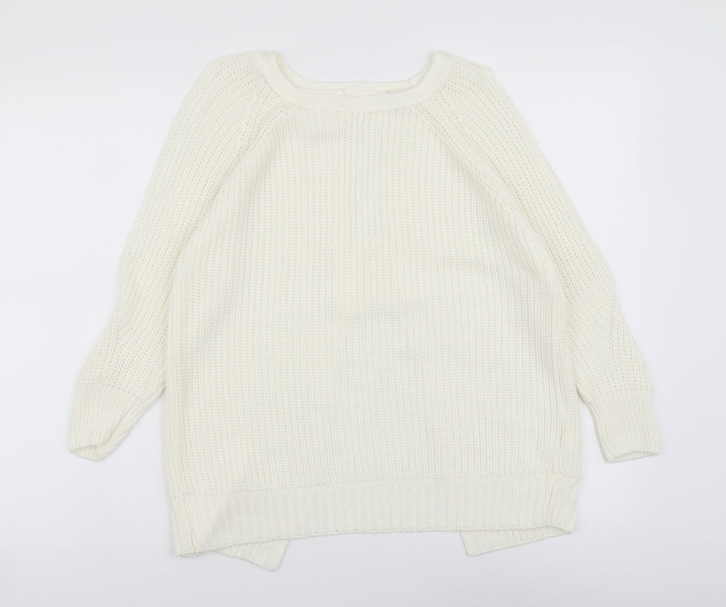 River Island Womens Ivory Boat Neck Acrylic Pullover Jumper Size 10 - Open Back