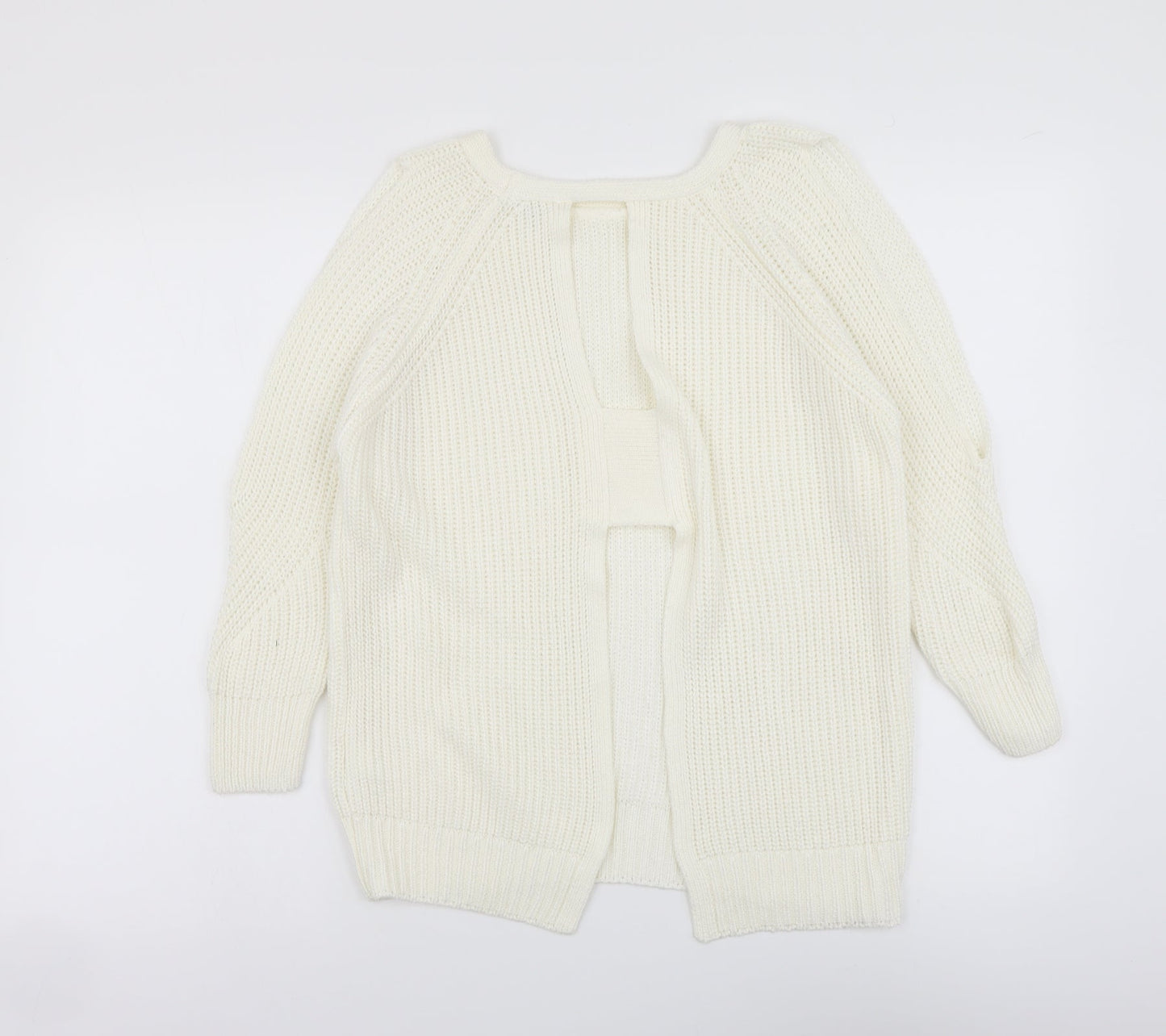 River Island Womens Ivory Boat Neck Acrylic Pullover Jumper Size 10 - Open Back
