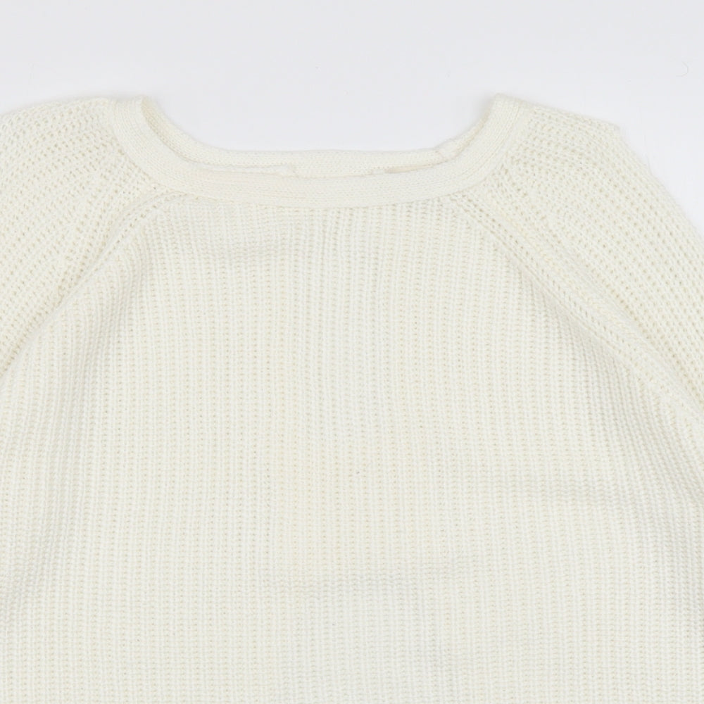 River Island Womens Ivory Boat Neck Acrylic Pullover Jumper Size 10 - Open Back