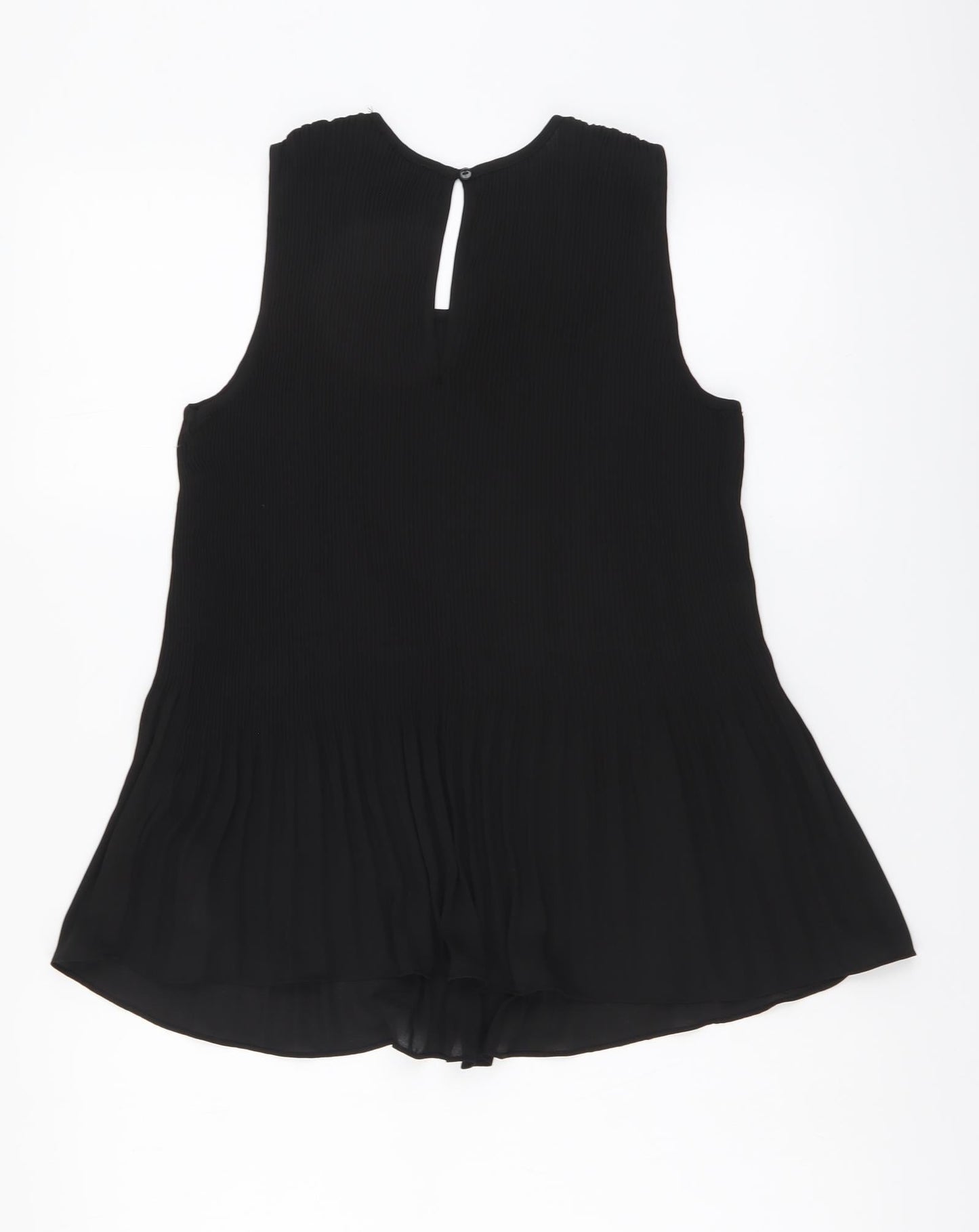 Hilary Radley Womens Black Polyester Blouse Size M Round Neck