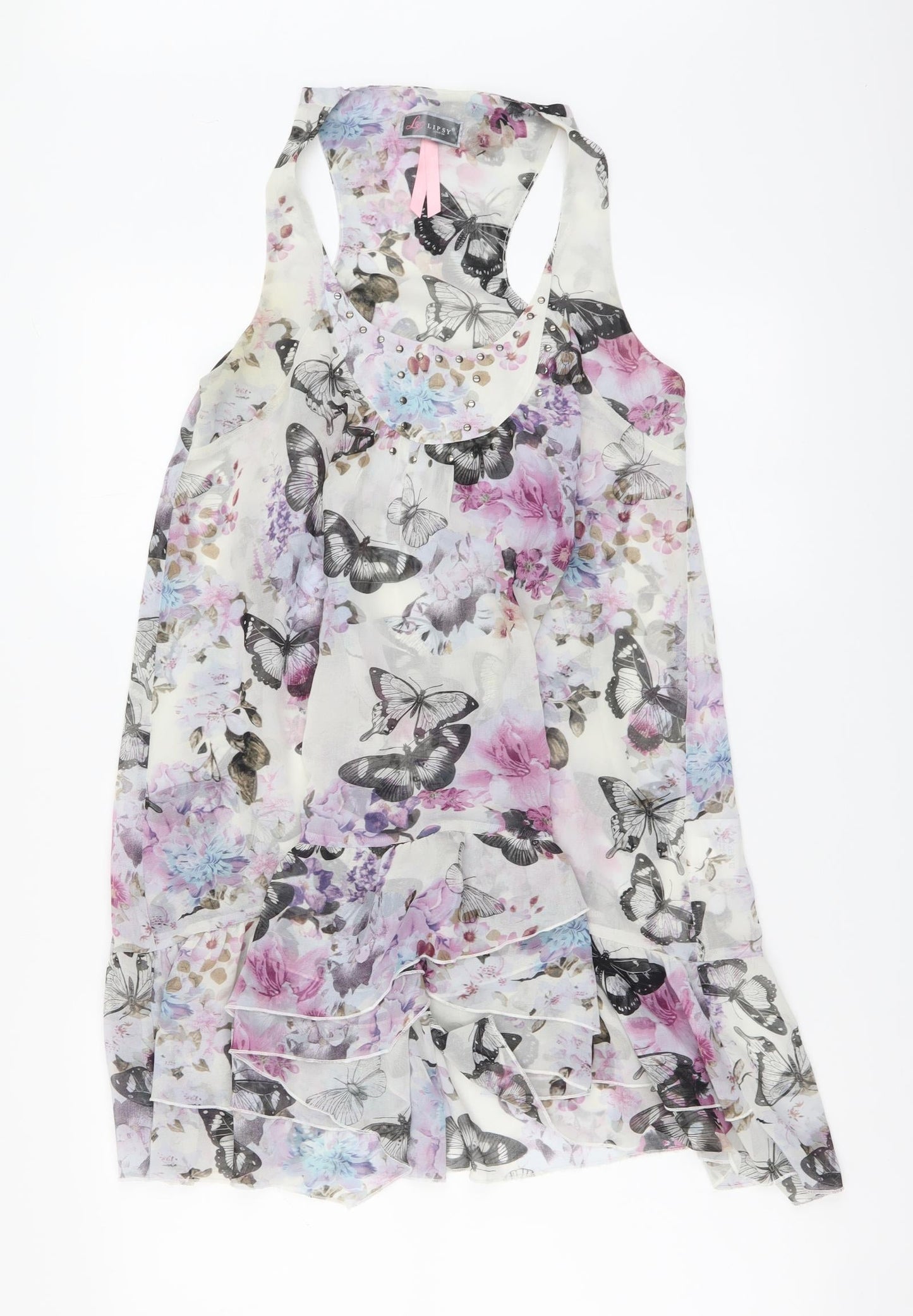 Lipsy Womens Multicoloured Floral Polyester A-Line Size 10 Round Neck Pullover - Butterflies