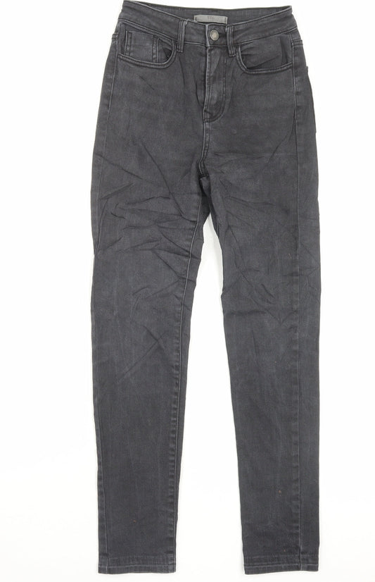 STR Womens Black Cotton Skinny Jeans Size 6 L28 in Regular Button