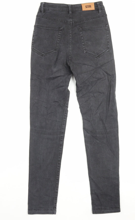 STR Womens Black Cotton Skinny Jeans Size 6 L28 in Regular Button