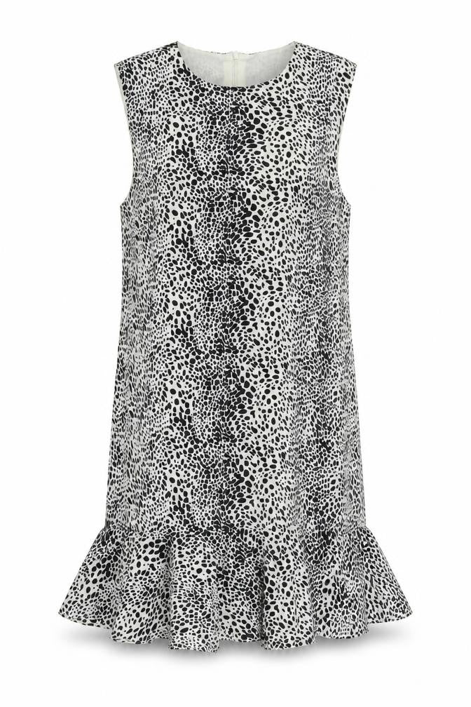 Oasis Womens White Animal Print Polyester Mermaid Size 12 Boat Neck Zip