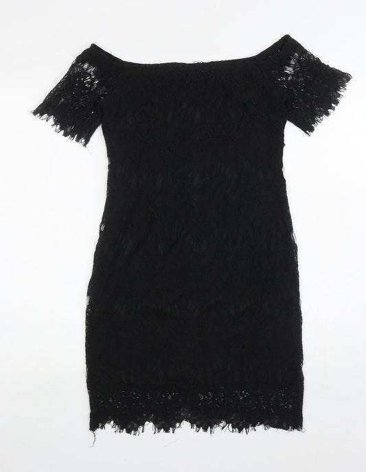 Vera & Lucy Womens Black Polyester Bodycon Size M Off the Shoulder Pullover