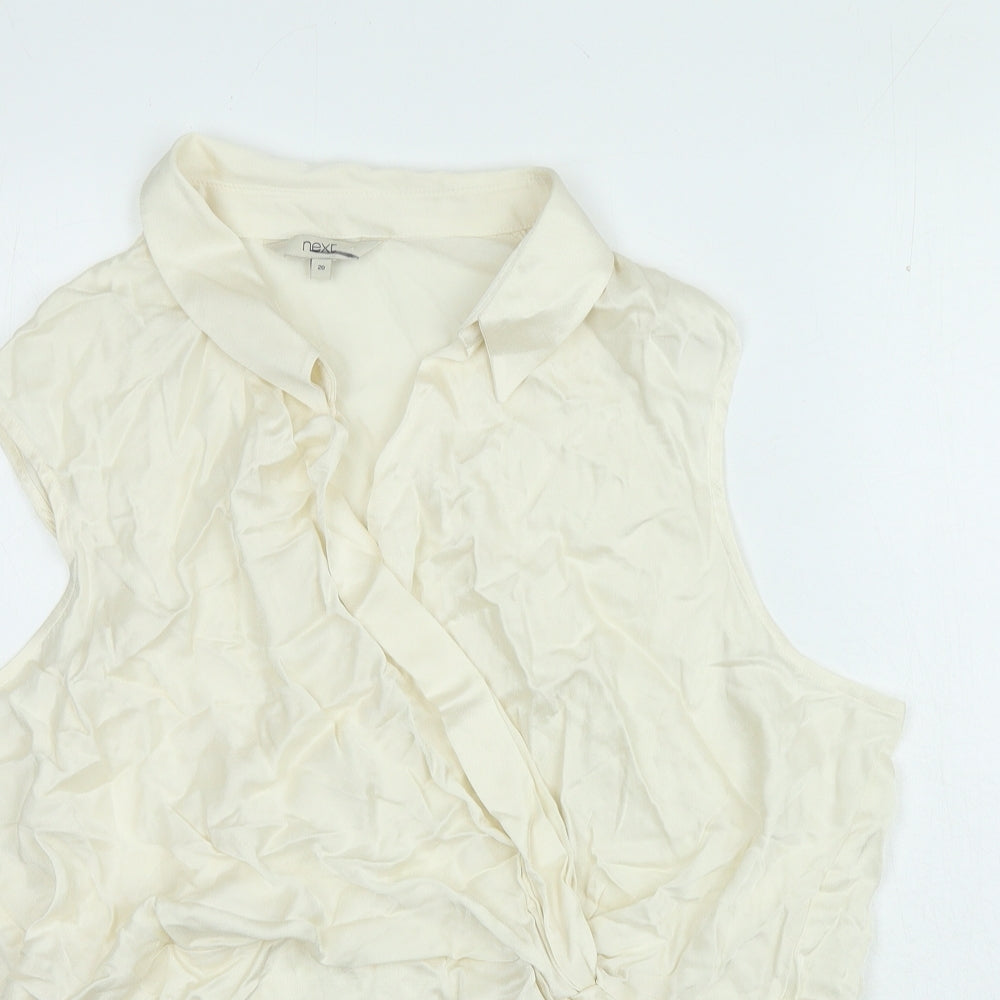 NEXT Womens Ivory Viscose Basic Blouse Size 20 V-Neck