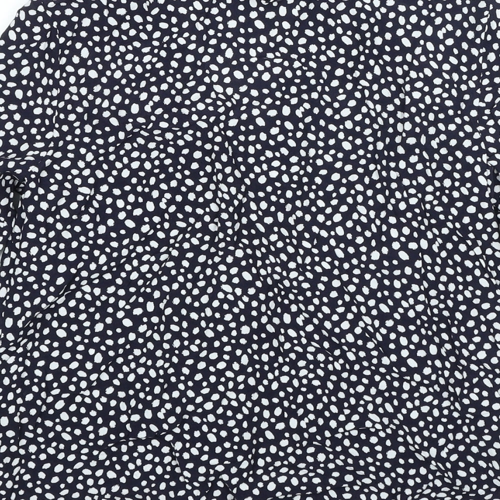 Marks and Spencer Womens Blue Animal Print Viscose Basic Button-Up Size 6 V-Neck