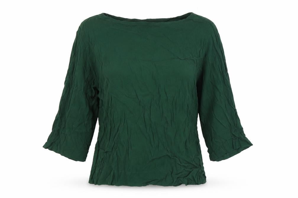 H&M Womens Green Viscose Basic Blouse Size 8 Boat Neck