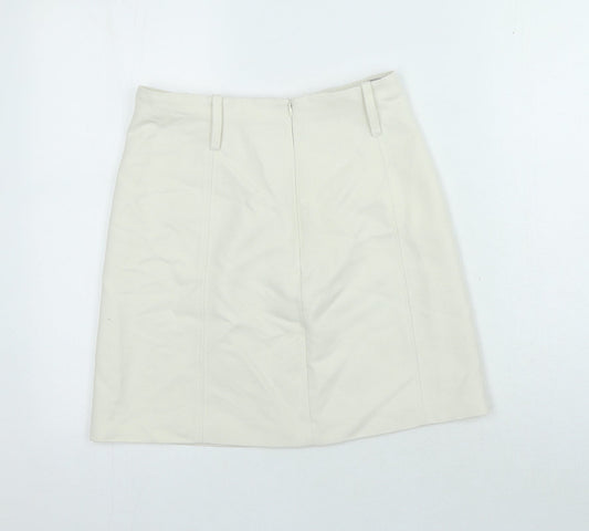 H&M Womens Ivory Polyester Mini Skirt Size 8 Zip